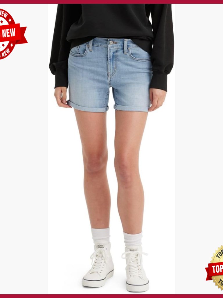 Mid Length Denim Shorts With Stretch - Slim Fit, 4.5" Inseam